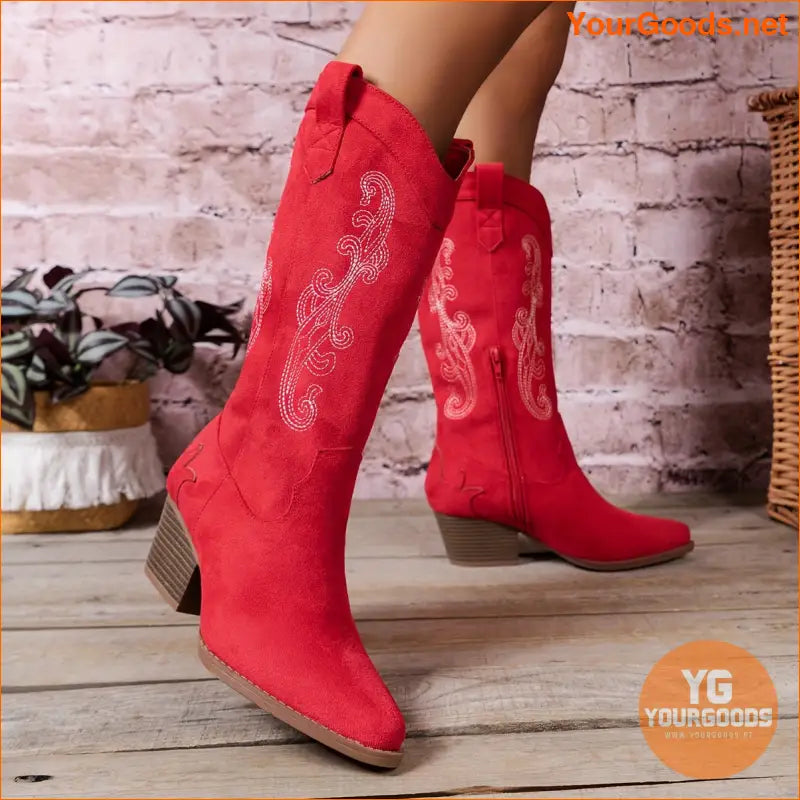 Chic Chunky Heel Pointed Toe Zipper Boots - YourGoods Online Shop