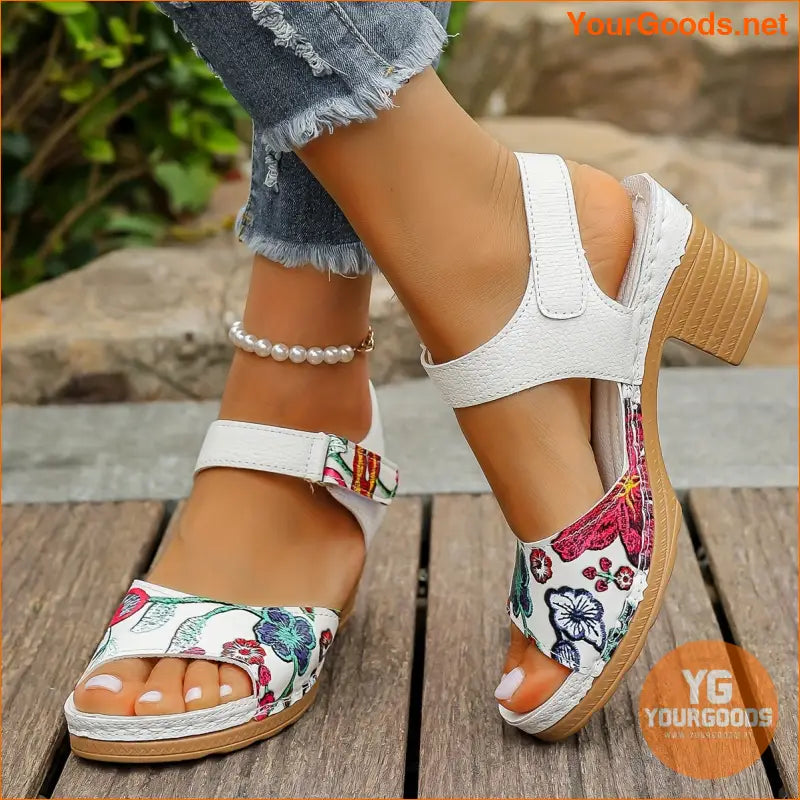 Chic Floral Print HighHeel Sandals for Summer - YourGoods Online Shop