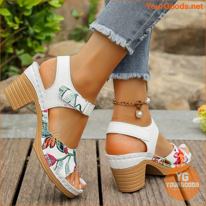 Chic Floral Print HighHeel Sandals for Summer - YourGoods Online Shop