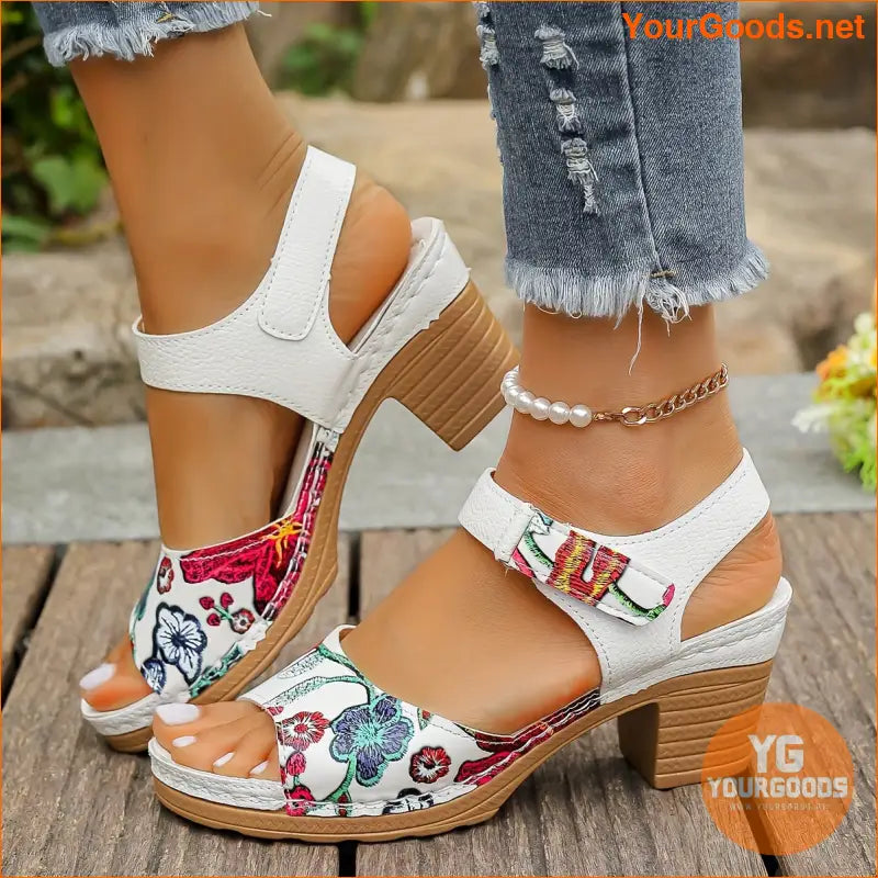 Chic Floral Print HighHeel Sandals for Summer - YourGoods Online Shop