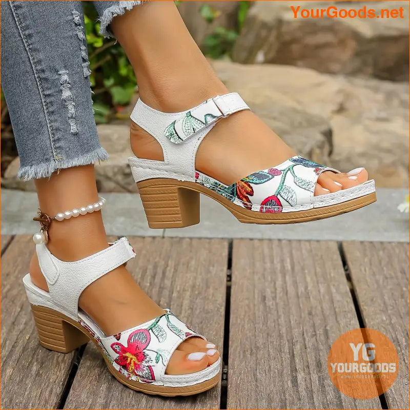 Chic Floral Print HighHeel Sandals for Summer - YourGoods Online Shop