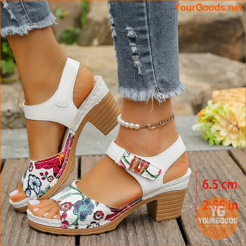 Chic Floral Print HighHeel Sandals for Summer - YourGoods Online Shop