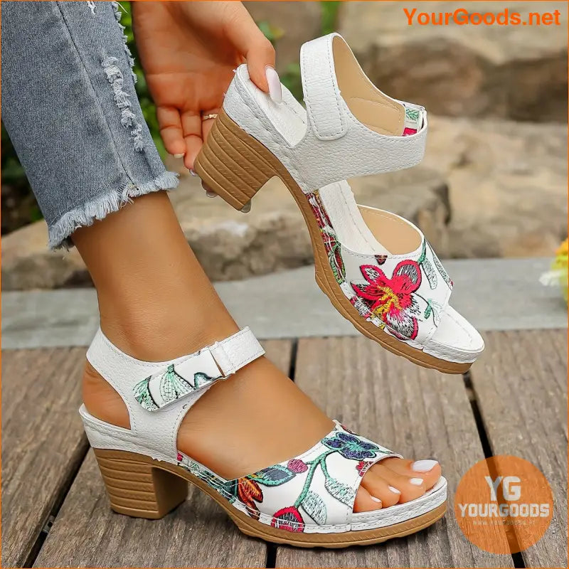 Chic Floral Print HighHeel Sandals for Summer - YourGoods Online Shop