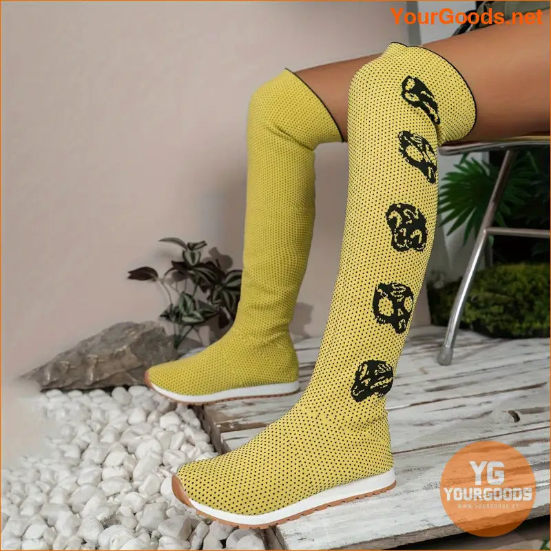 Chic Halloween Knit OverTheKnee SlipOn Boots - YourGoods Online Shop