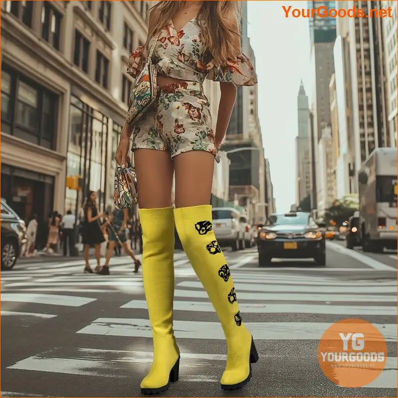 Chic Halloween Knit OverTheKnee SlipOn Boots - YourGoods Online Shop