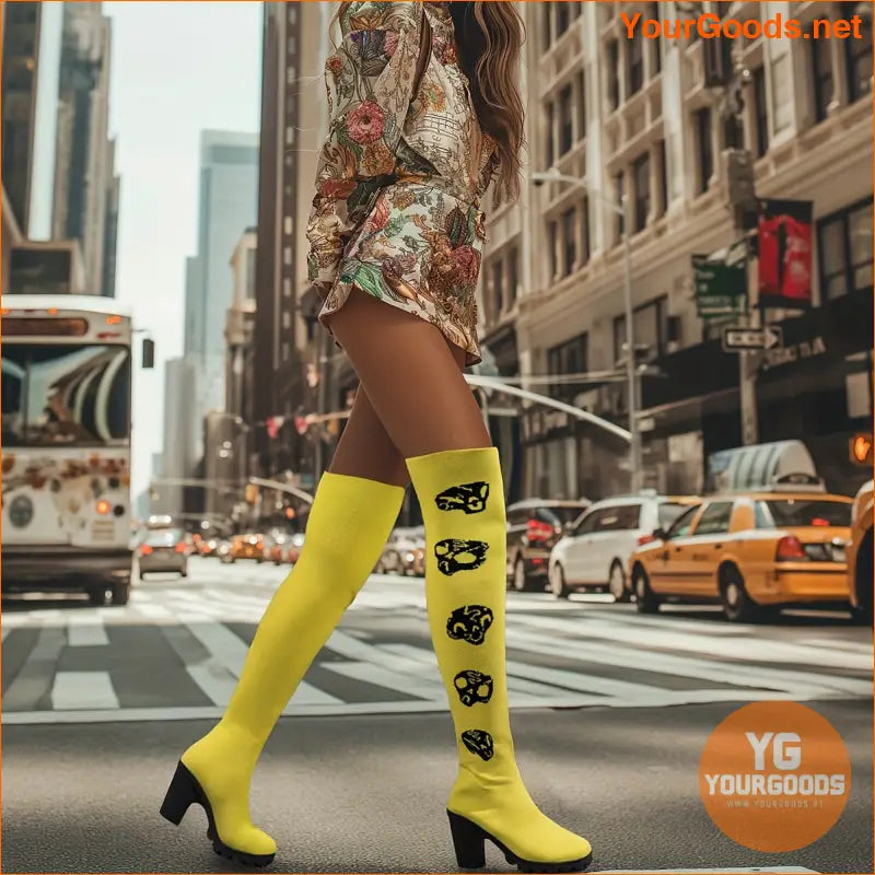 Chic Halloween Knit OverTheKnee SlipOn Boots - YourGoods Online Shop