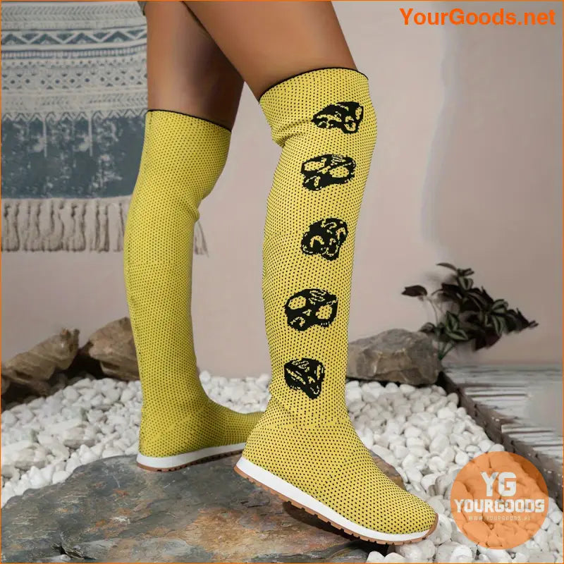 Chic Halloween Knit OverTheKnee SlipOn Boots - YourGoods Online Shop