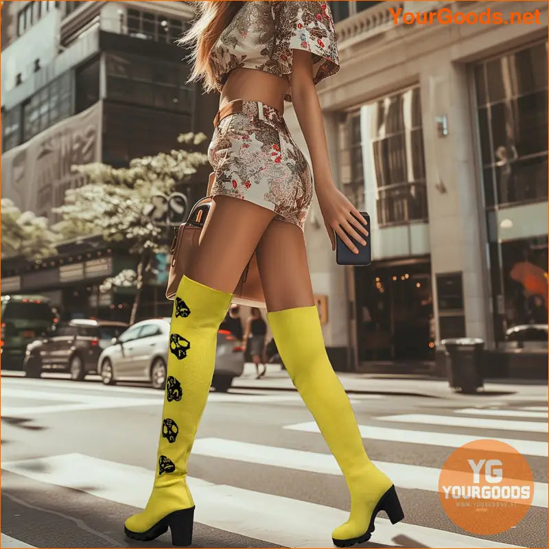 Chic Halloween Knit OverTheKnee SlipOn Boots - YourGoods Online Shop