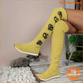 Chic Halloween Knit OverTheKnee SlipOn Boots - YourGoods Online Shop