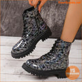 Chic Ink Style Side Zip Round Toe Boots - YourGoods Online Shop