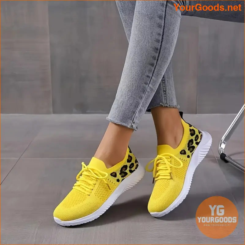 Chic Leopard Print Knit Sneakers UltraSoft Lightweight Breathable - YourGoods Online Shop