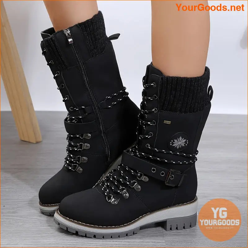 Chic MidCalf Knitted Boots Side Zipper NonSlip Sole - YourGoods Online Shop