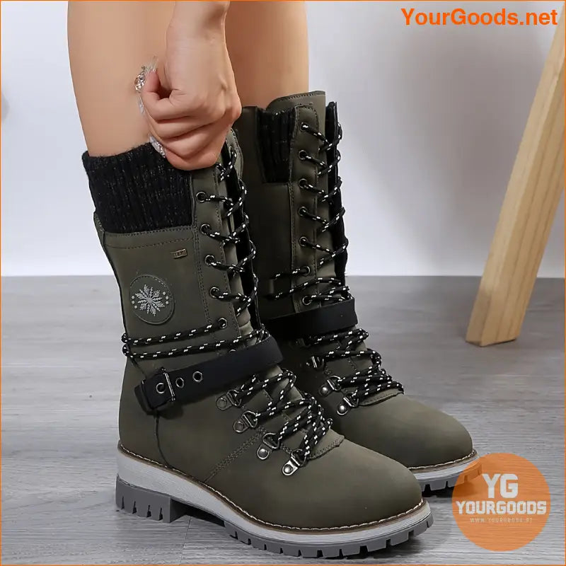 Chic MidCalf Knitted Boots Side Zipper NonSlip Sole - YourGoods Online Shop