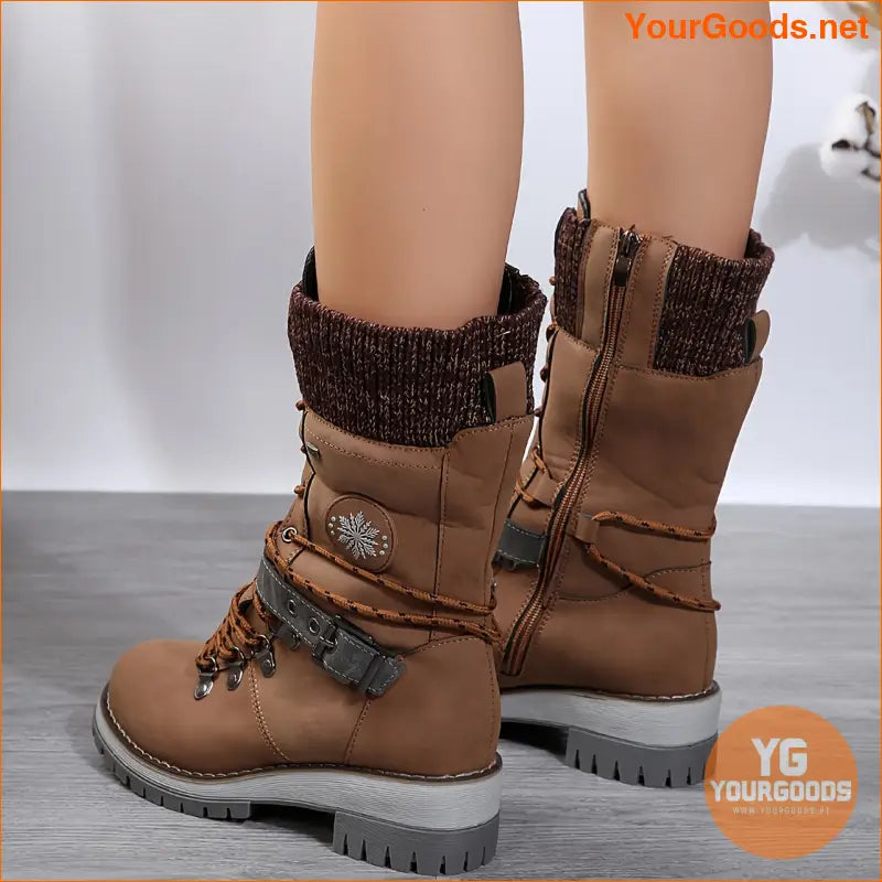 Chic MidCalf Knitted Boots Side Zipper NonSlip Sole - YourGoods Online Shop