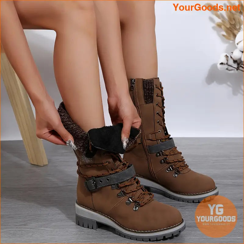 Chic MidCalf Knitted Boots Side Zipper NonSlip Sole - YourGoods Online Shop