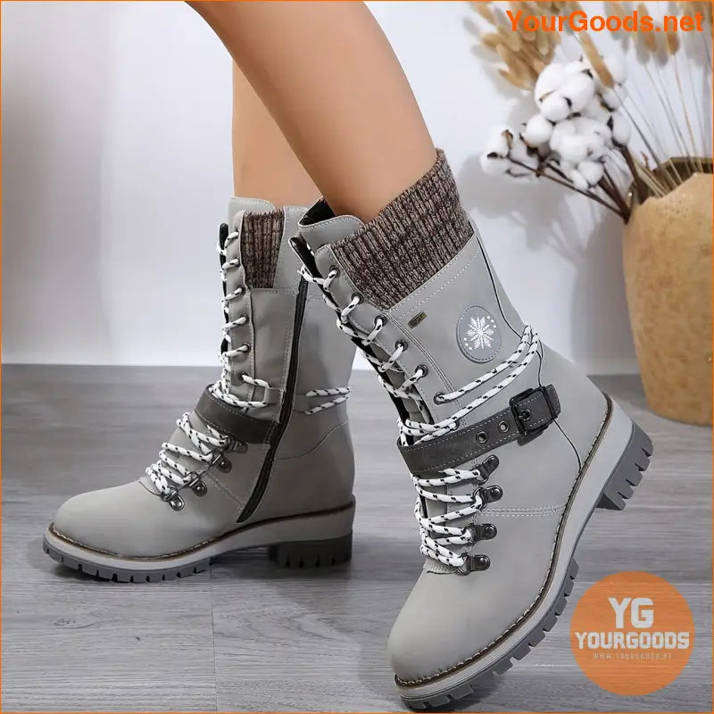 Chic MidCalf Knitted Boots Side Zipper NonSlip Sole - YourGoods Online Shop