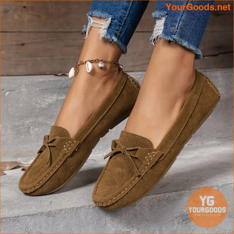 Chic Retro Womens Soft Sole Bow Loafers - YourGoods Online Shop