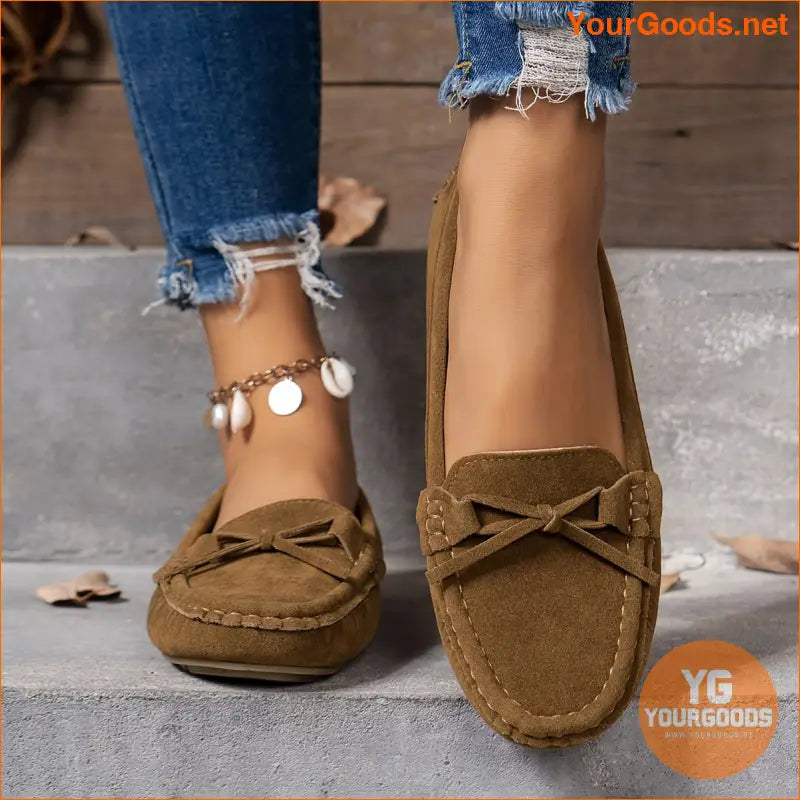 Chic Retro Womens Soft Sole Bow Loafers - YourGoods Online Shop