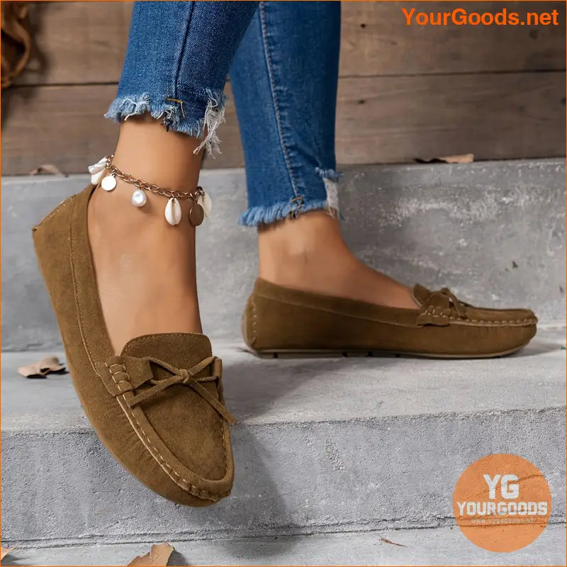 Chic Retro Womens Soft Sole Bow Loafers - YourGoods Online Shop