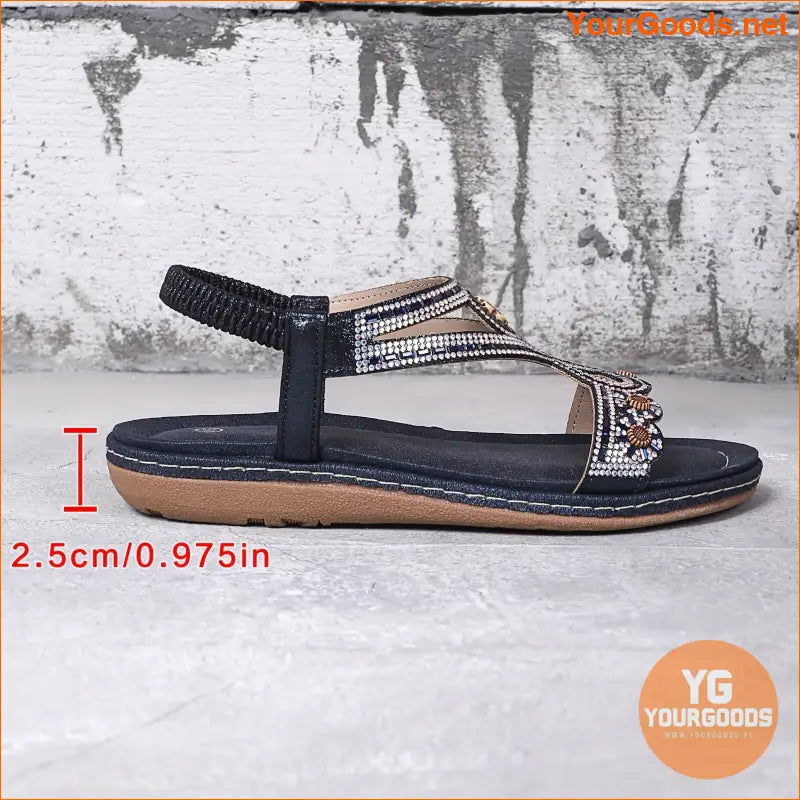 Chic Rhinestone Decor Flat Sandals Summer Essentials - YourGoods Online Shop