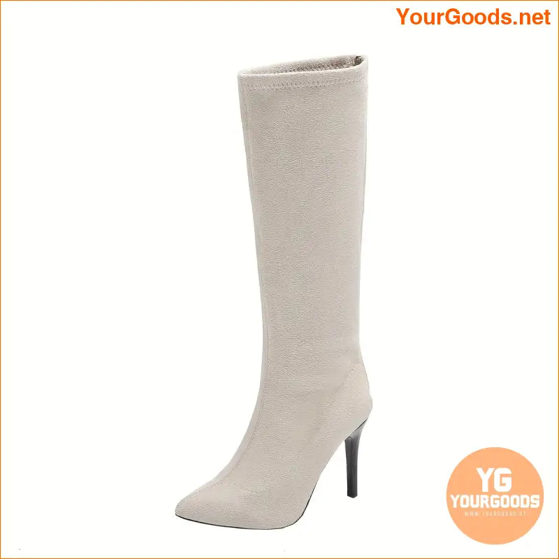 Chic Suedette KneeHigh Stiletto Boots with Back Zipper - YourGoods Online Shop