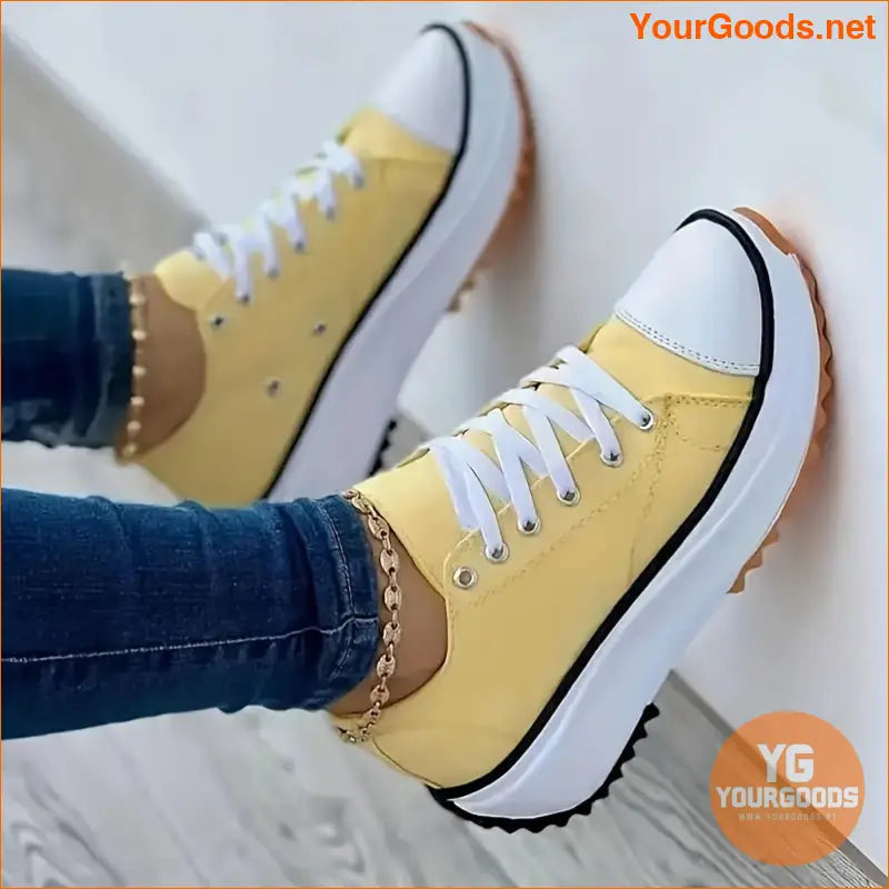 Chic Womens AllSeason Platform Canvas Sneakers - YourGoods Online Shop