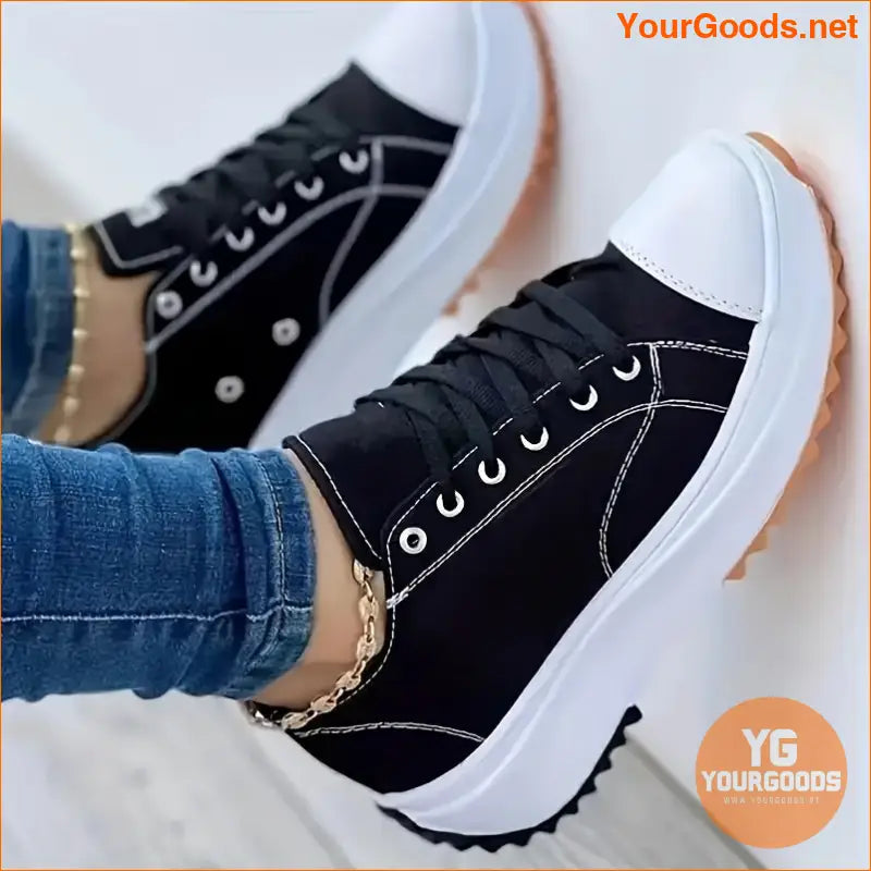 Chic Womens AllSeason Platform Canvas Sneakers - YourGoods Online Shop