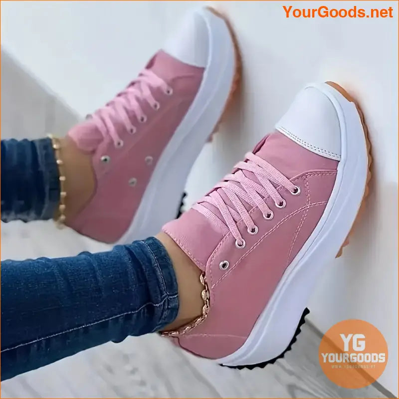 Chic Womens AllSeason Platform Canvas Sneakers - YourGoods Online Shop