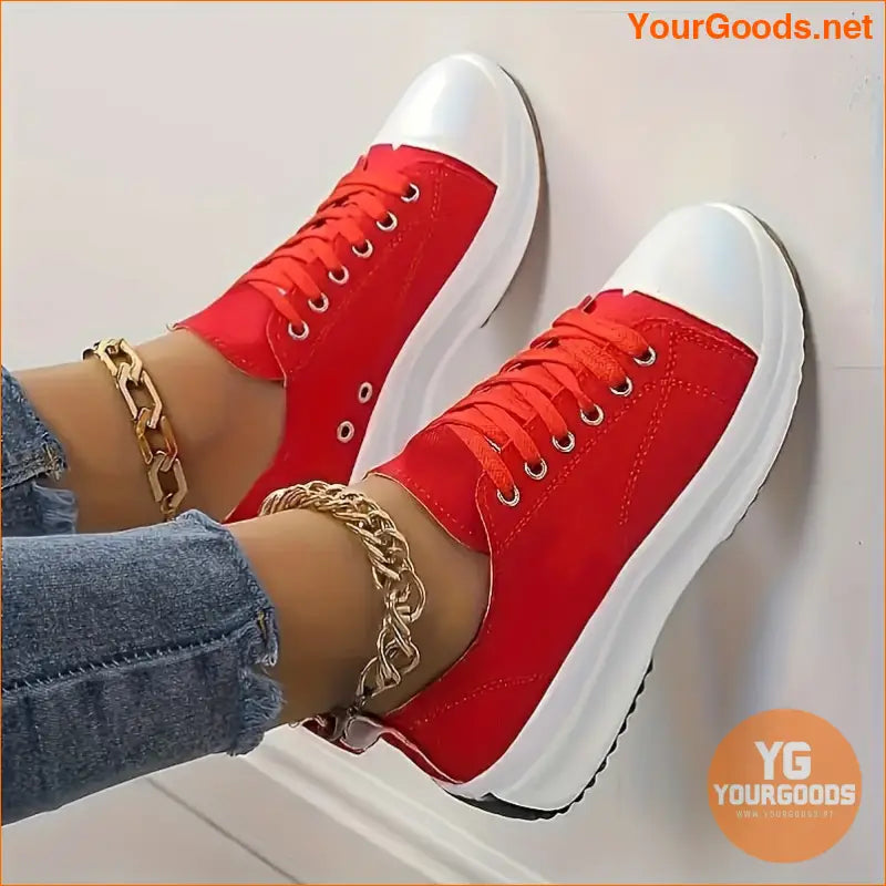 Chic Womens AllSeason Platform Canvas Sneakers - YourGoods Online Shop