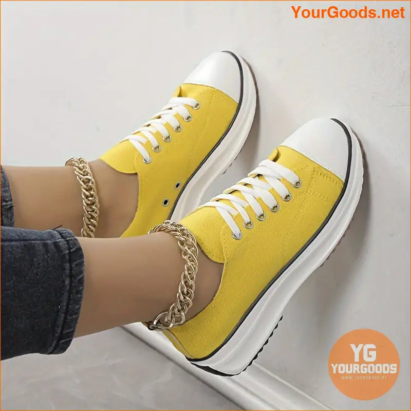 Chic Womens AllSeason Platform Canvas Sneakers - YourGoods Online Shop