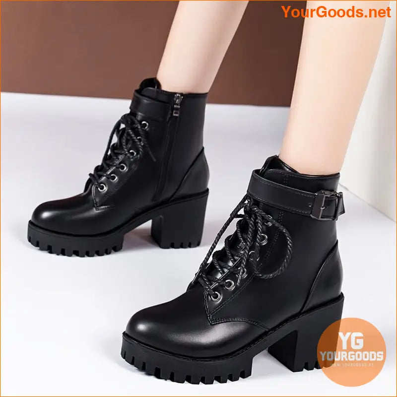 Chic Womens Chunky Heel Ankle Boots Fall Essential - YourGoods Online Shop