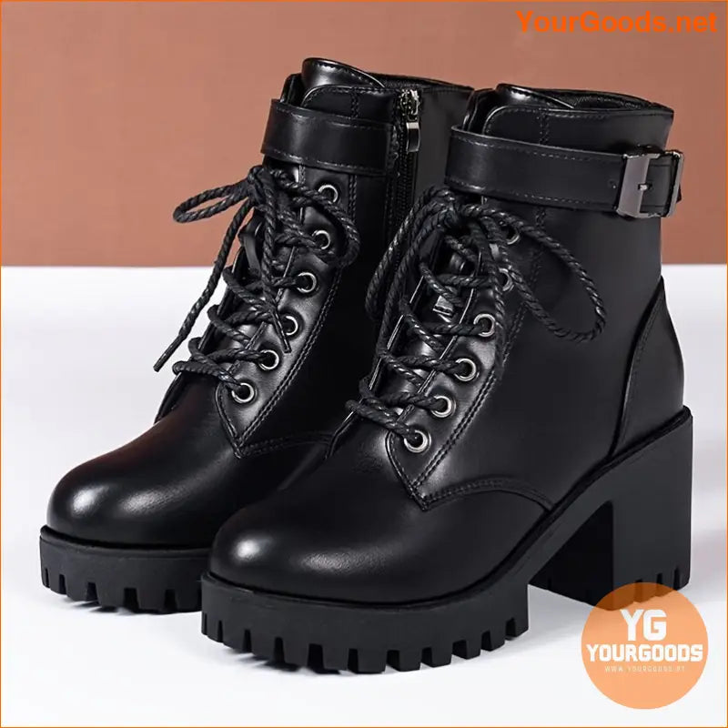 Chic Womens Chunky Heel Ankle Boots Fall Essential - YourGoods Online Shop