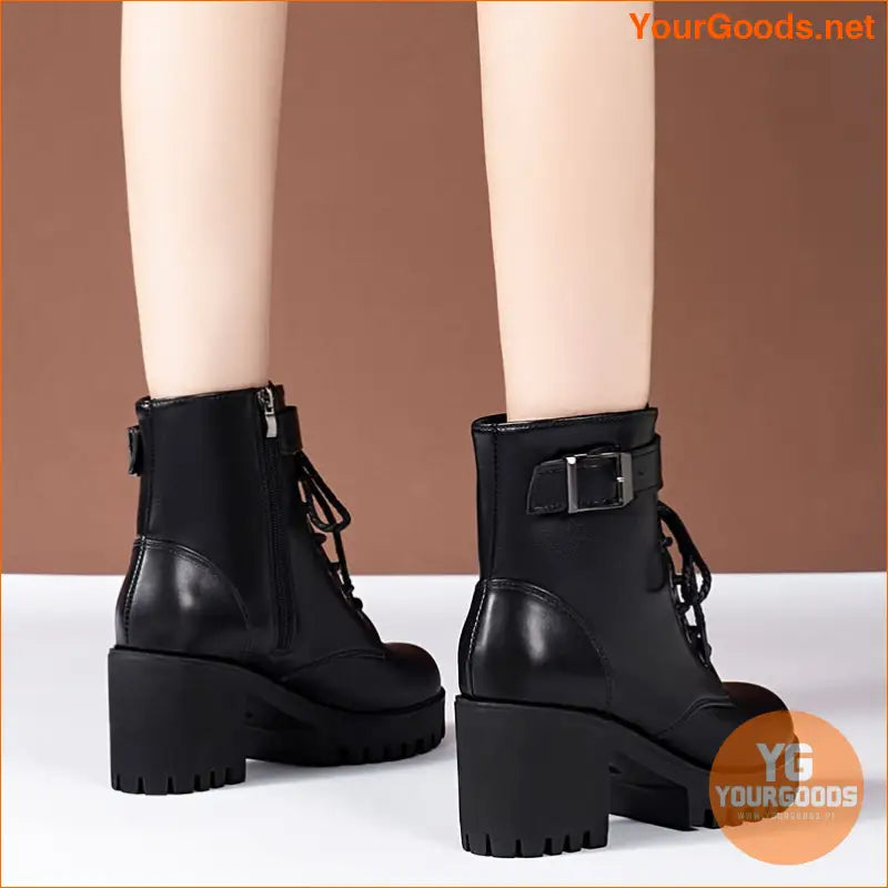 Chic Womens Chunky Heel Ankle Boots Fall Essential - YourGoods Online Shop