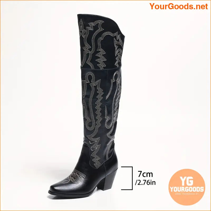 Chic Womens Chunky Heel Point Toe Over Knee Boots - YourGoods Online Shop