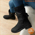 Chic Womens Mid Calf Solid Color Zipper Boots - YourGoods Online Shop