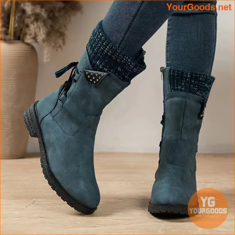 Chic Womens Mid Calf Solid Color Zipper Boots - YourGoods Online Shop