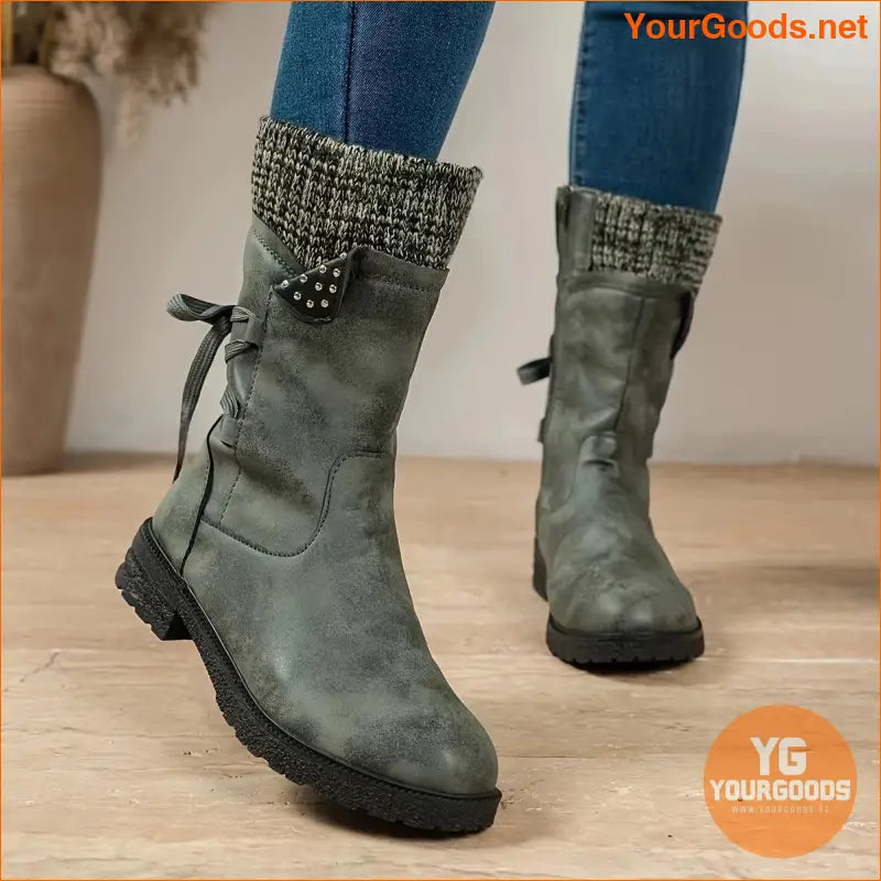 Chic Womens Mid Calf Solid Color Zipper Boots - YourGoods Online Shop