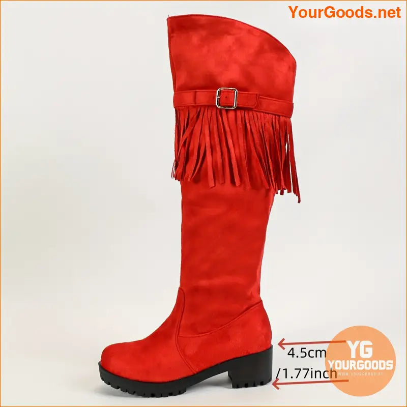 Chic Womens Tassel Buckle MidCalf Boots Comfortable Stylish - YourGoods Online Shop