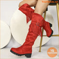 Chic Womens Tassel Buckle MidCalf Boots Comfortable Stylish - YourGoods Online Shop