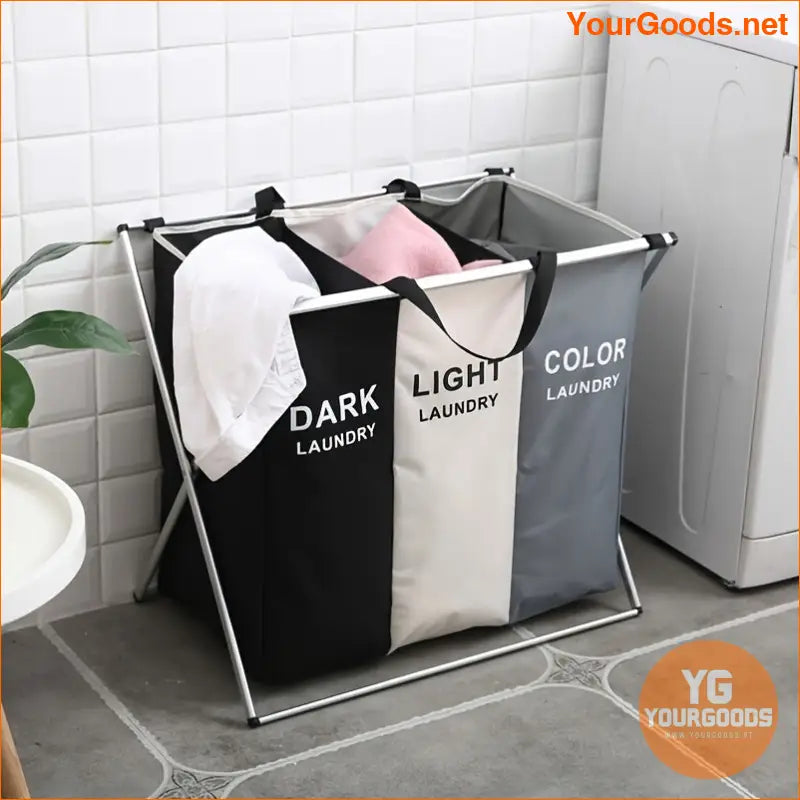 Collapsible 3 Section Laundry Hamper and Organizer - YourGoods Online Shop