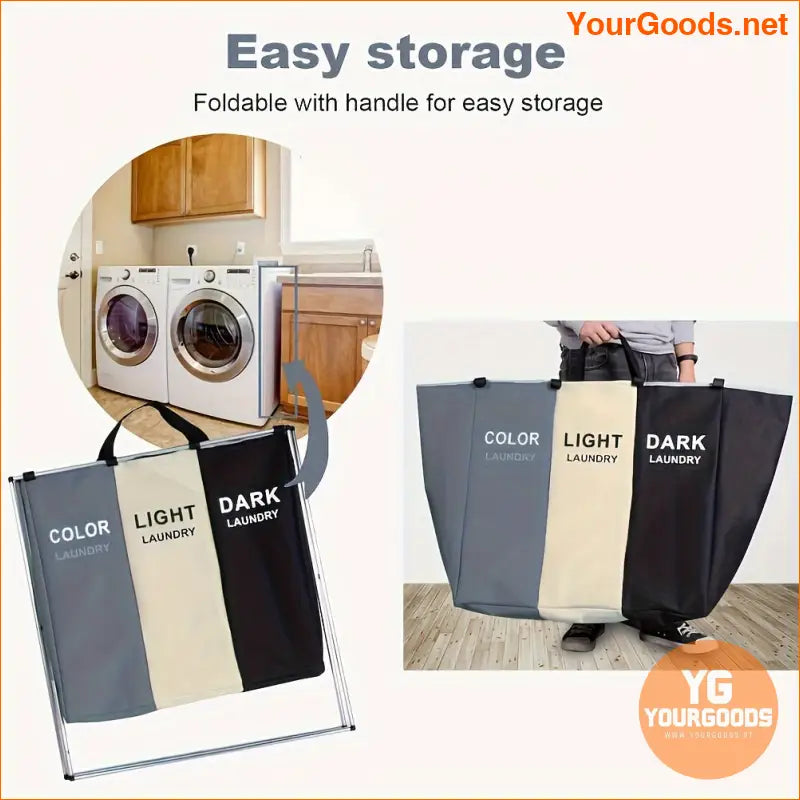 Collapsible 3 Section Laundry Hamper and Organizer - YourGoods Online Shop