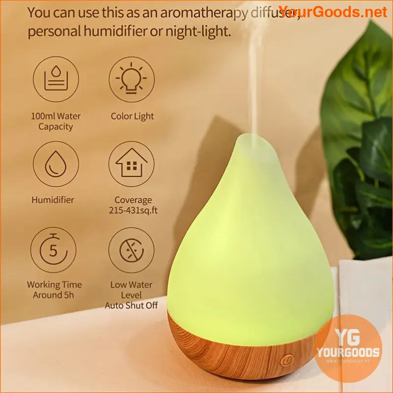 Colorful Wood Grain Aromatherapy Humidifier USB AutoOff - YourGoods Online Shop