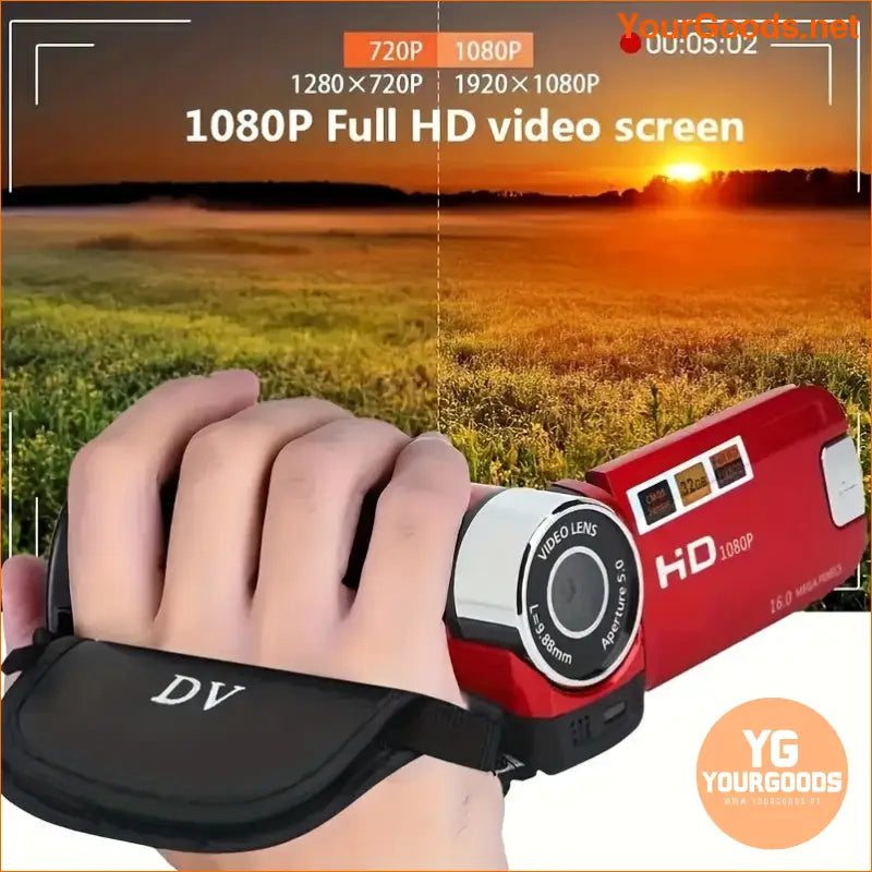 Compact 1080P Camcorder 16x Zoom 32G Card Flip Screen - YourGoods Online Shop