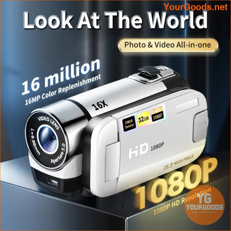 Compact 1080P Camcorder 16x Zoom 32G Card Flip Screen - YourGoods Online Shop