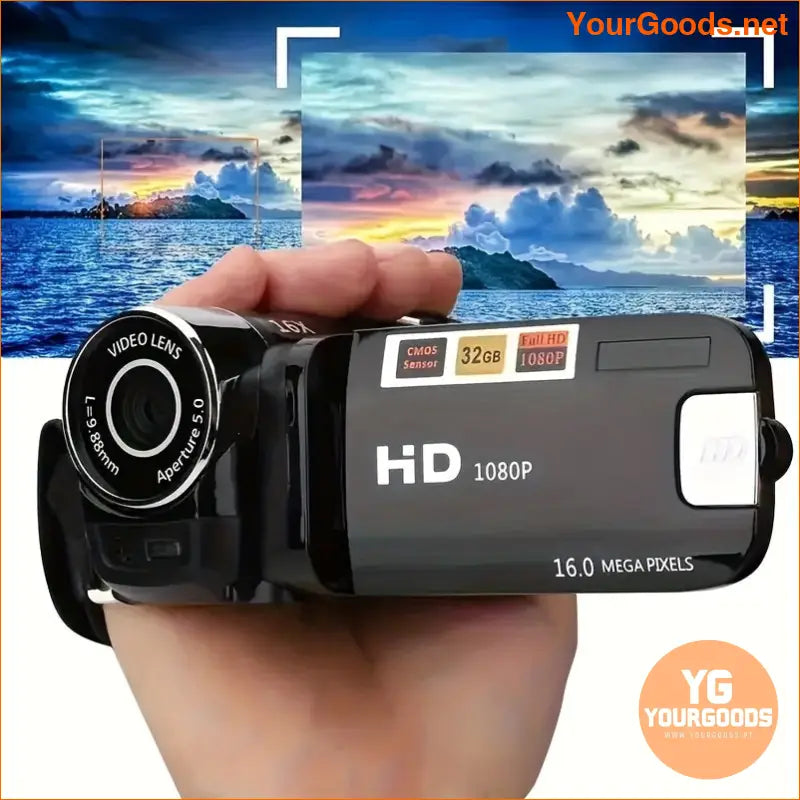 Compact 1080P Camcorder 16x Zoom 32G Card Flip Screen - YourGoods Online Shop