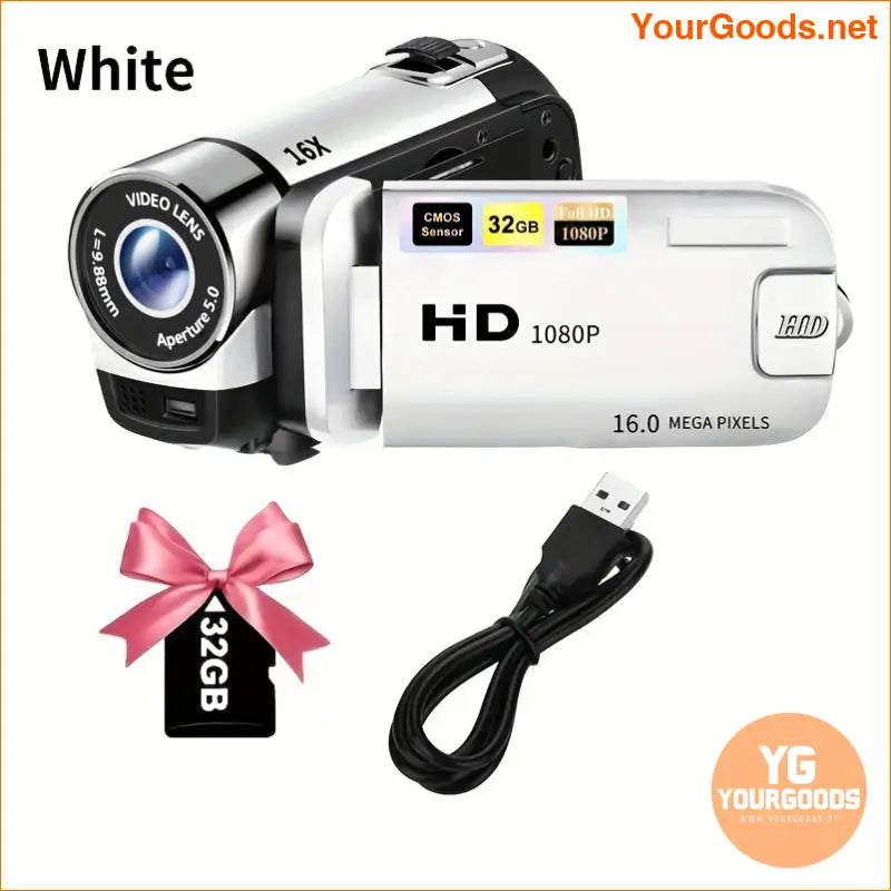 Compact 1080P Camcorder 16x Zoom 32G Card Flip Screen - YourGoods Online Shop