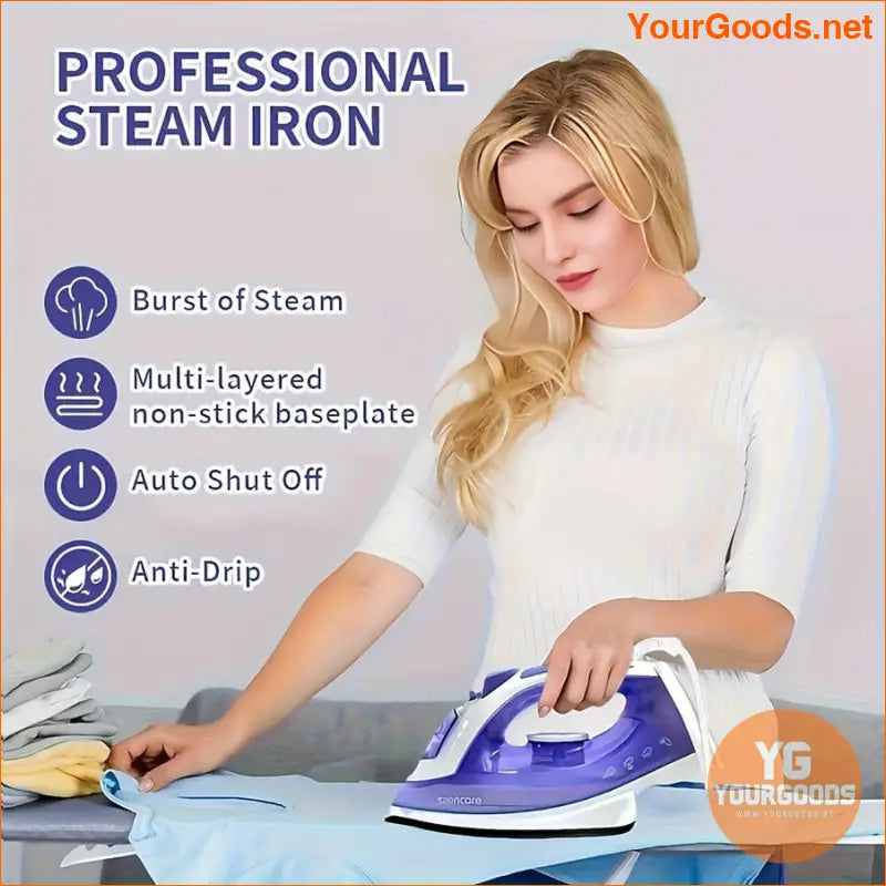 Compact 1200W Steam Iron with Non Stick Soleplate Adjustable Controls - YourGoods Online Shop