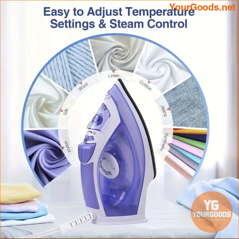 Compact 1200W Steam Iron with Non Stick Soleplate Adjustable Controls - YourGoods Online Shop