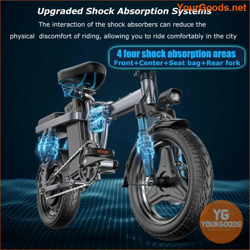 Compact 20 MPH Electric Bike 45 Mile Range Shock Absorption - YourGoods Online Shop