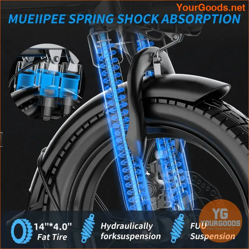 Compact 20 MPH Electric Bike 45 Mile Range Shock Absorption - YourGoods Online Shop